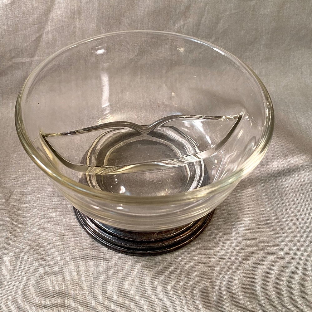 Glass and silver plated candy dish vintage